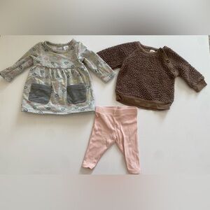 Nordstrom Baby Outfit Set with Dress, Sweater, and Leggings 3Months Winter Fall
